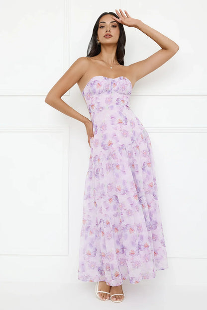 Eliora Strapless Maxi Dress Purple
