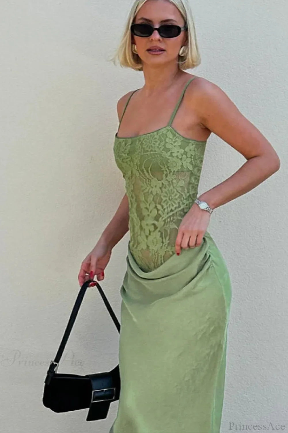 Elegant Lace Fitted Cami Maxi Dress