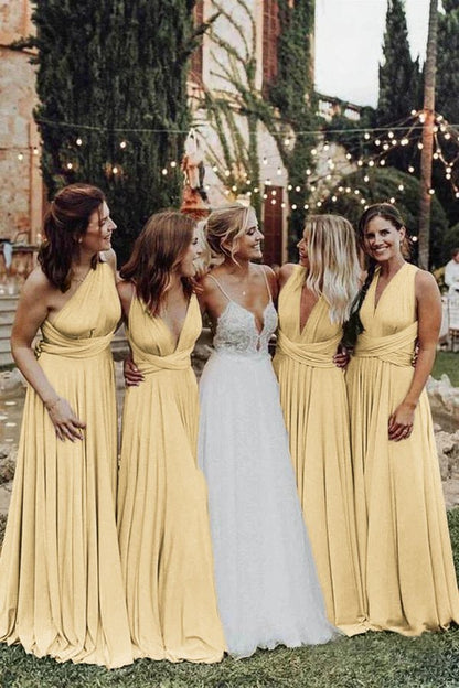 Elegant Light Pink Chiffon Floor Length Long Bridesmaid Dress