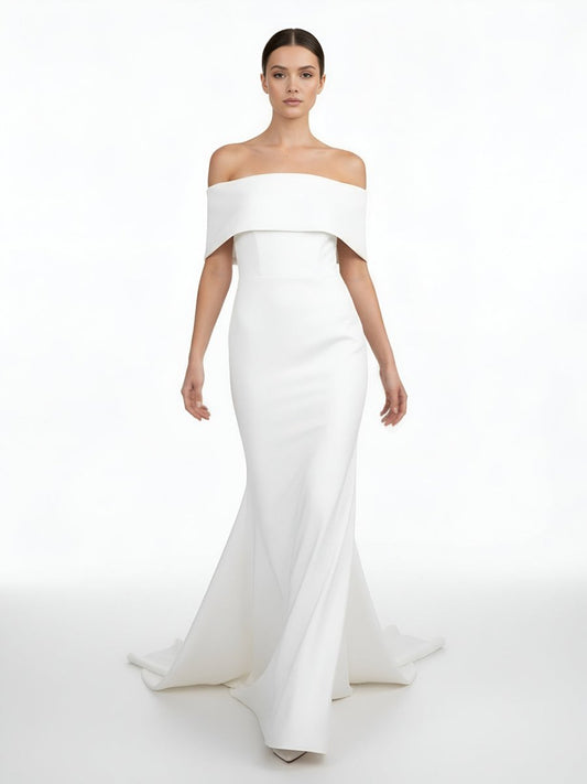Elegant Trumpet Mermaid Off-The-Shoulder Elastic Satin Wedding Dresses