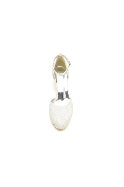 Elegant White Lace High Heels with Hollow-out Design