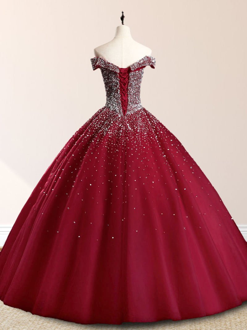 Emerald Green Off The Shoulder Tulle Quinceanera Dresses With Beadings