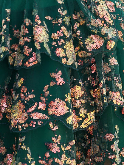 Green - A-Line Sweetheart Tiered Short Homecoming & Cocktail Dresses