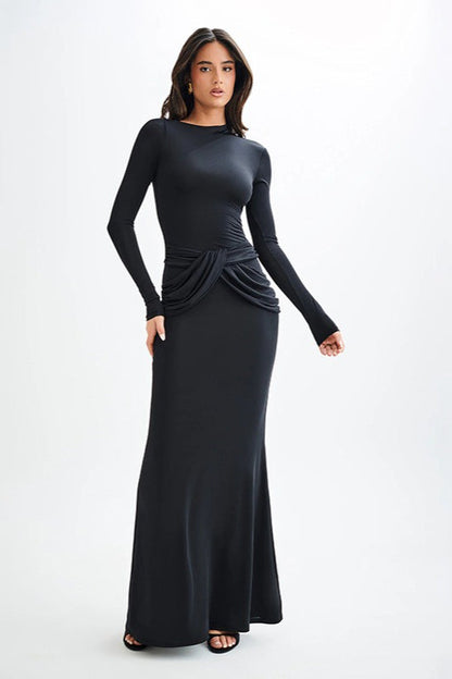 Long Sleeve Crew Neck Maxi Dress