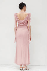 Lace Strap Backless Ruffle Maxi Dress