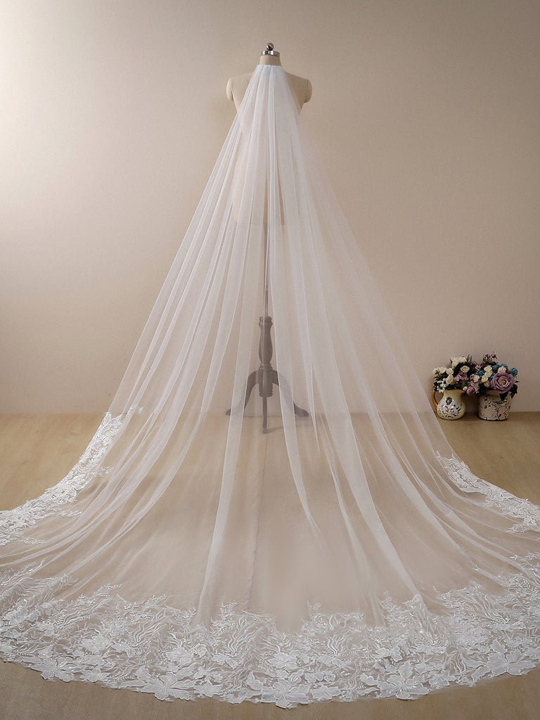 Flower Lace Cathedral Veil Bridal Veil Wedding Veil