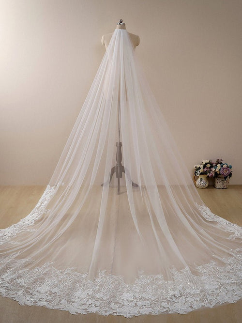 Flower Lace Cathedral Veil Bridal Veil Wedding Veil