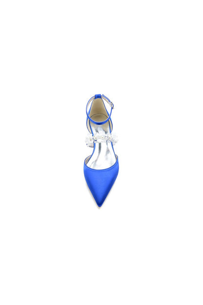Flower Pearl Buckle Strap Pointed Toe Flats