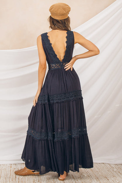 Playing Games Maxi Dress Navy