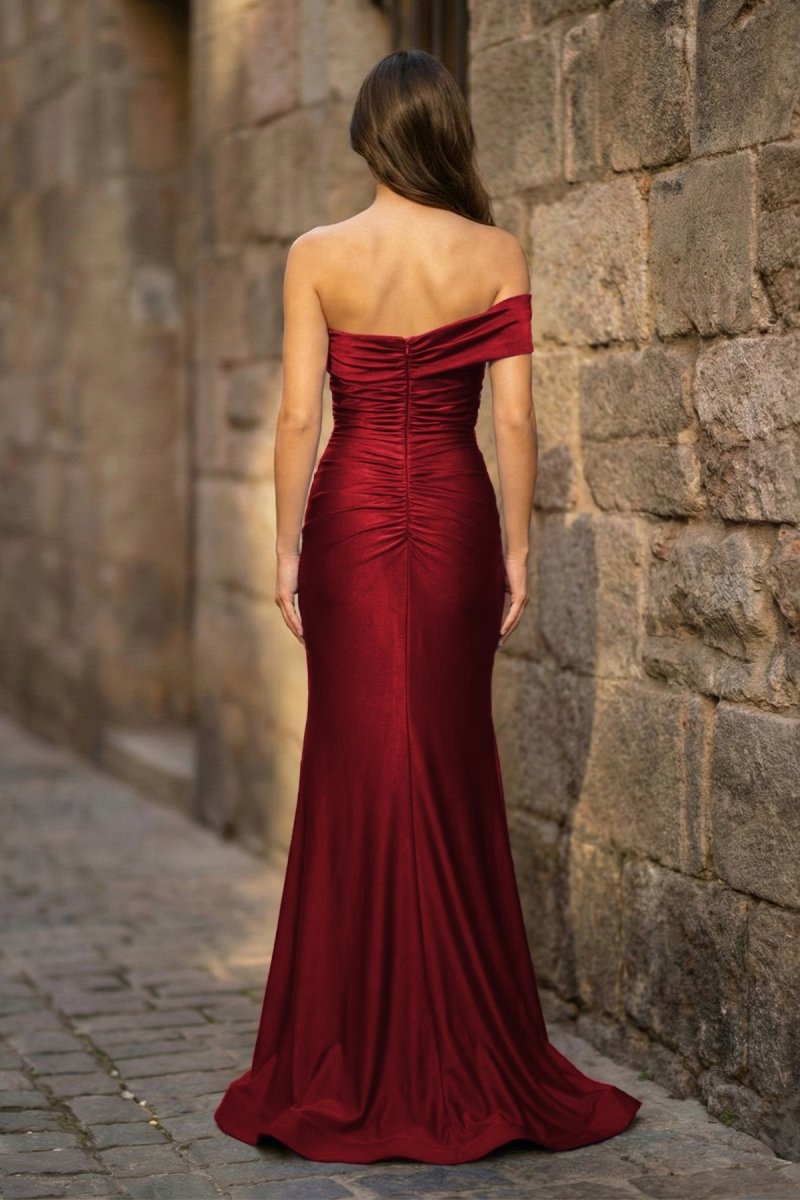 Foraml Mermaid One Shoulder Royal Blue Satin Prom Dress Evening Dress