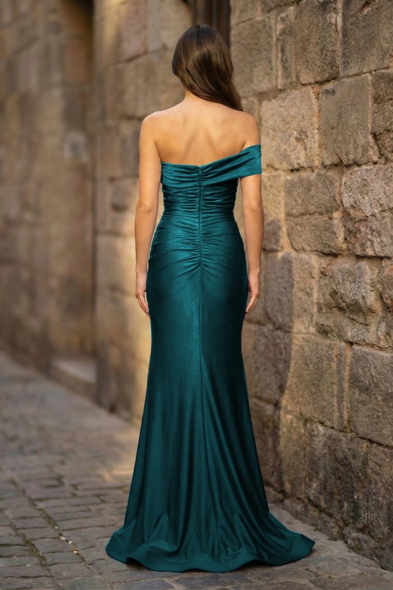 Foraml Mermaid One Shoulder Royal Blue Satin Prom Dress Evening Dress