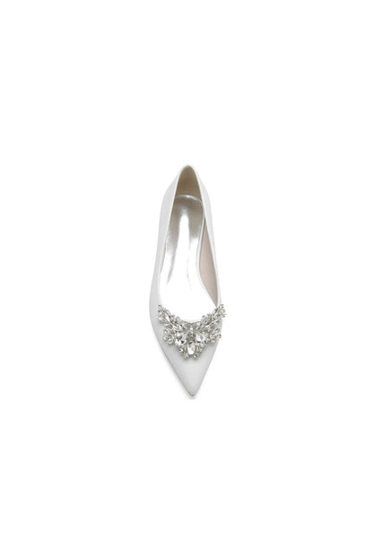 Glitter Pointed Toe Rhinestone Low Heels