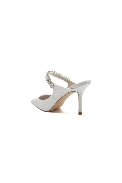 Glitter Pointed Toe Rhinestone Strappy Slip-on Stiletto Heels