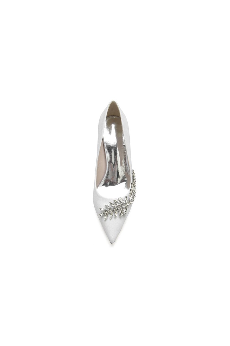 Glitter Pointed Toe Women's Wedding Shoes With Rhinestone