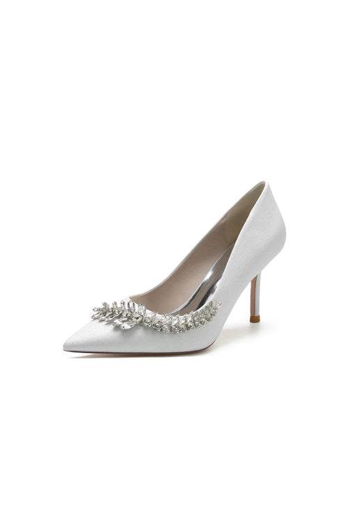 Glitter Pointed Toe Women's Wedding Shoes With Rhinestone