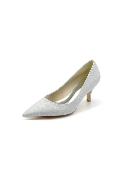 Gold Glitter Crystal Pointed Toe Wedding Shoes