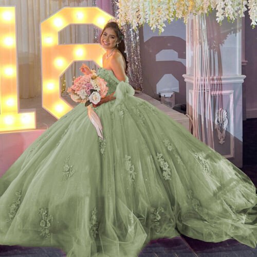 Gold Off Shoulder Tulle Quinceanera Dresses With Lace Appliques