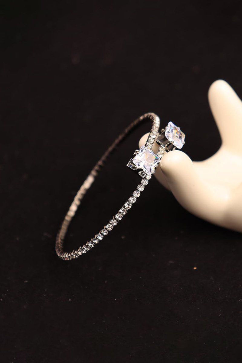 Gold Rhinestone Open Cuff Tennis Bracelets