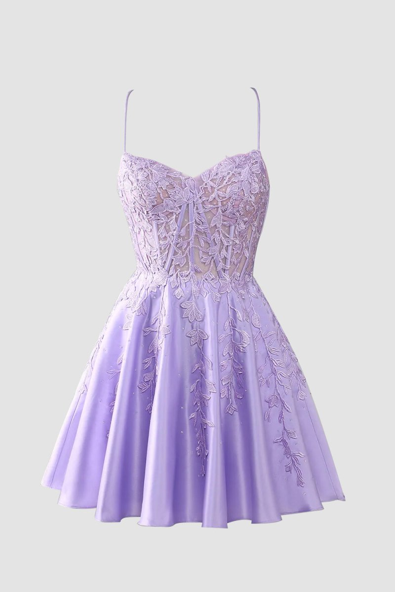Green Appliques Sweetheart Lace-Up A-Line Short Party Dress