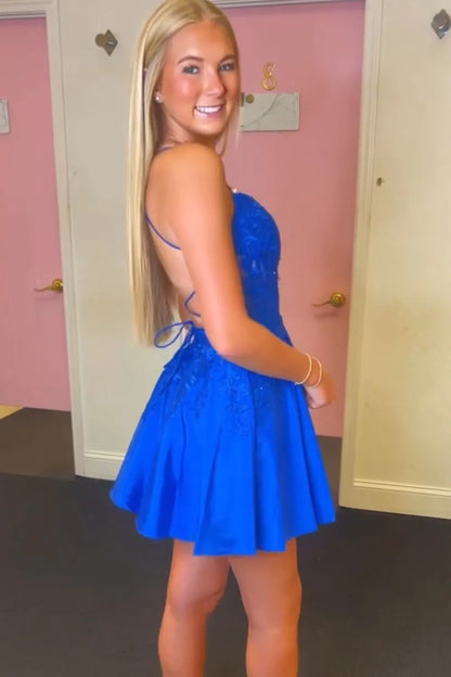 Green Appliques Sweetheart Lace-Up A-Line Short Party Dress