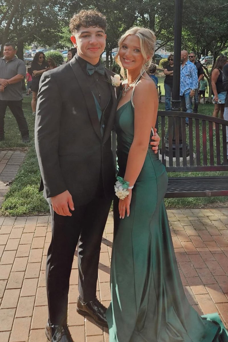 Gorgeous Trumpet Hunter Green Long Formal Dress