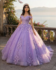 Lace Sky Blue Off the Shoulder Ball Gown Quinceanera Dresses