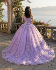 Lace Sky Blue Off the Shoulder Ball Gown Quinceanera Dresses