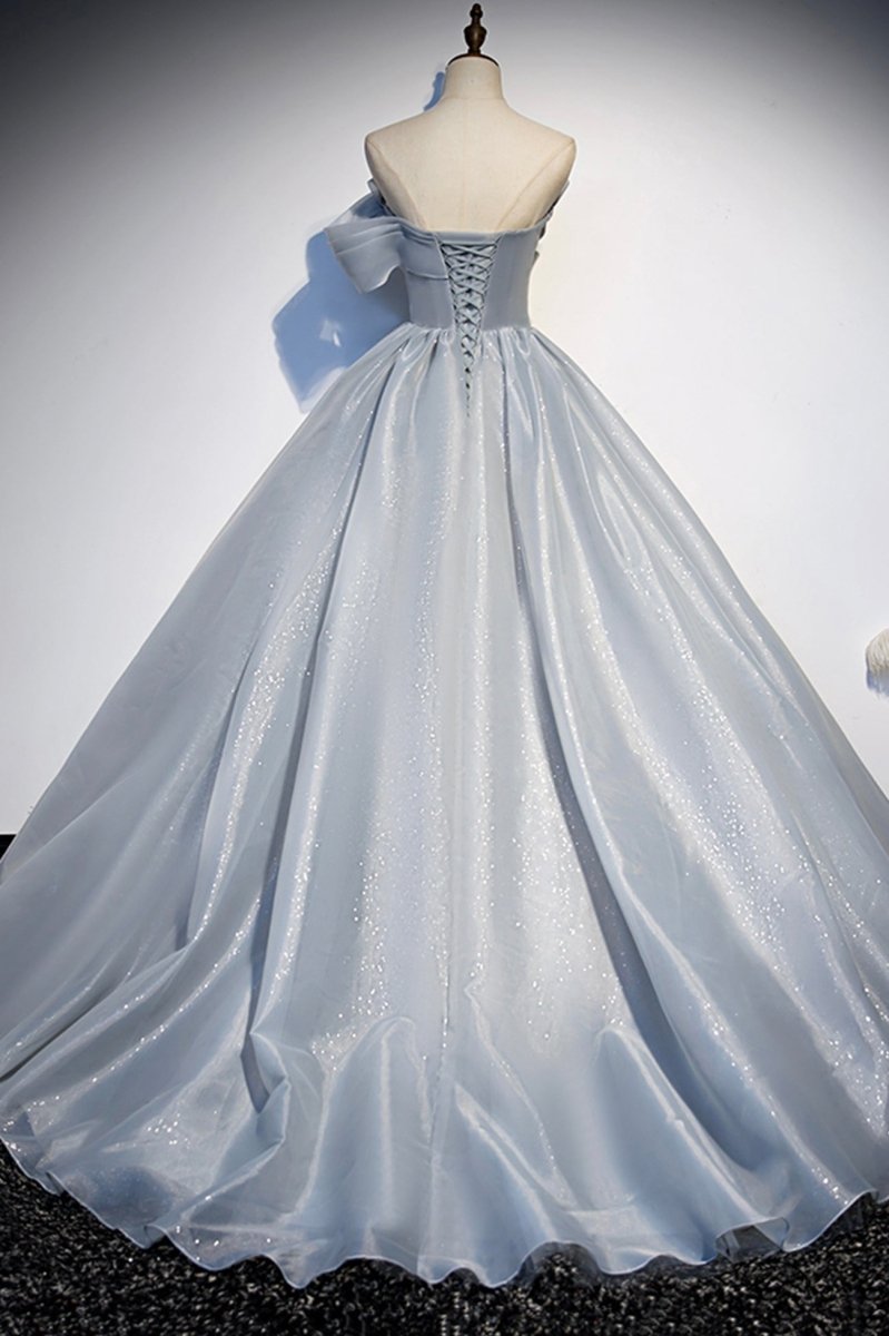 Gray Satin Long Ball Gown Quinceanera Dresses