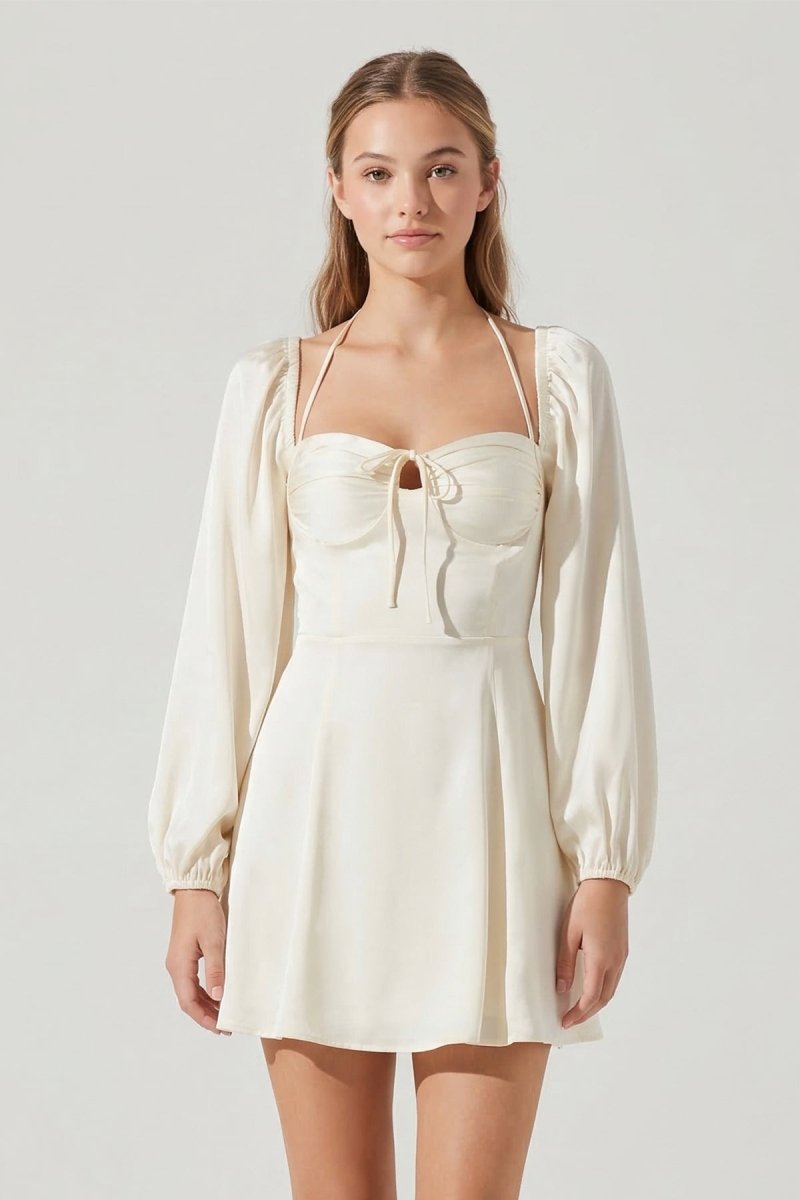 Halter A-Line Long Sleeve Graduation Dress