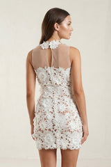 Illusion Neck Floral Lace Sheath Mini Graduation Dress