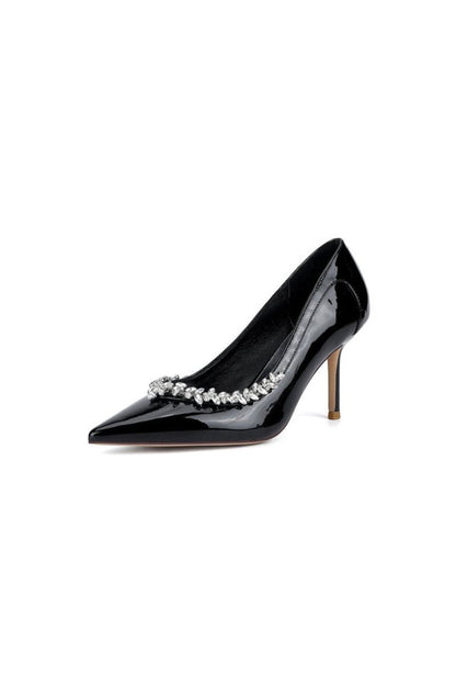 Ivory High Heels with Crystal-Embellished Metal Accent