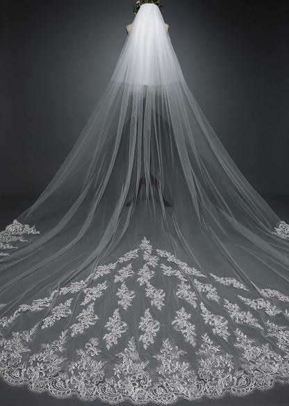 Ivory Lace Cathedral Veils with Blusher