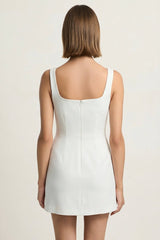 Ivory Square Neck Sheath Graduation Dress