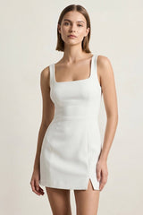 Ivory Square Neck Sheath Graduation Dress