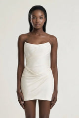 Ivory Strapless Sheath Chiffon Ruched Graduation Dress