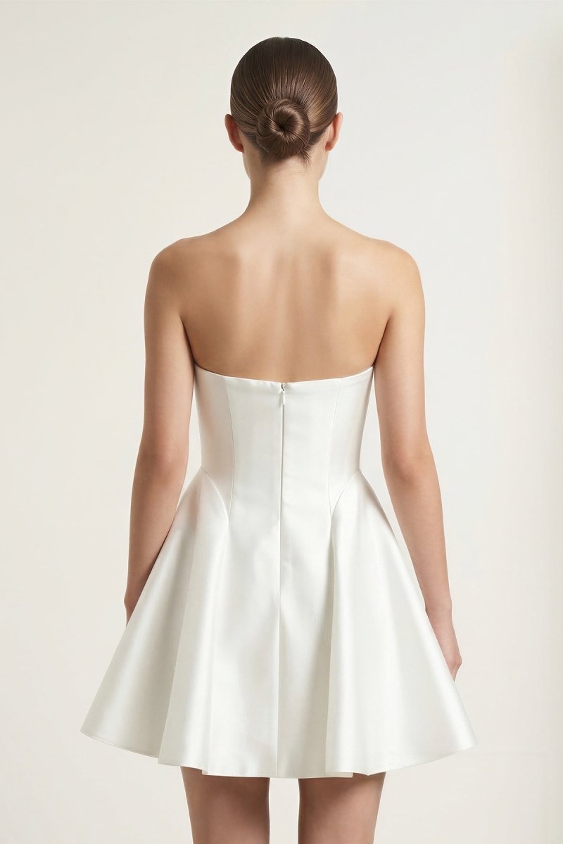 Ivory Taffeta A-Line Strapless Graduation Dress