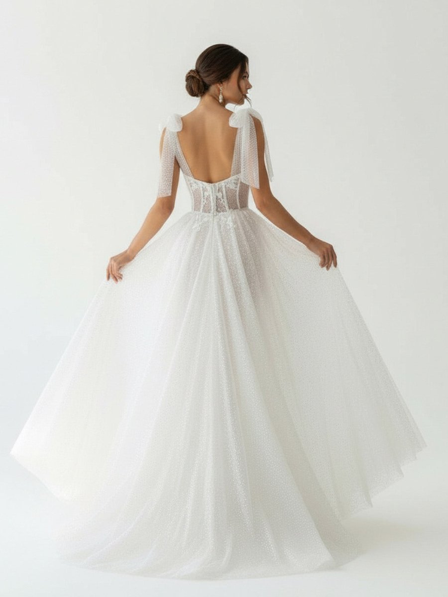 Ivory Straps A Line With Sequins Sleeveless Wedding Dresses