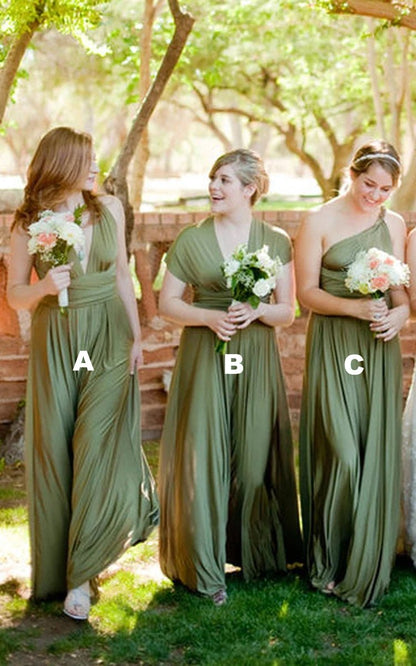 Jersey Simple Garden Bridesmaid Dress with Open Back and Sash