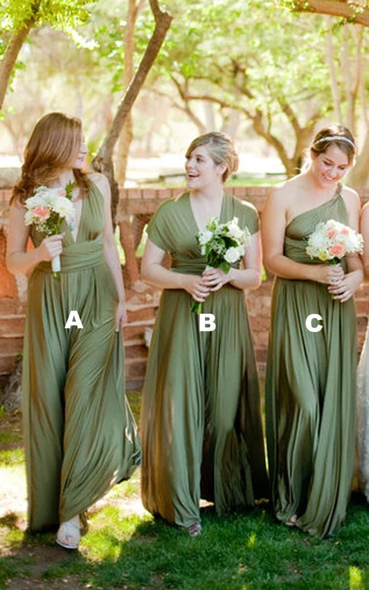 Jersey Simple Garden Bridesmaid Dress with Open Back and Sash