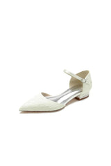 Lace One-strap Buckle Pointed Toe Mules