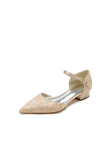 Lace One-strap Buckle Pointed Toe Mules