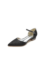 Lace One-strap Buckle Pointed Toe Mules
