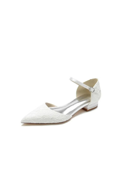 Lace One-strap Buckle Pointed Toe Mules