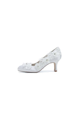 Lace Pointed Toe  Chunky Heels with Beaded