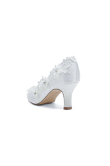 Lace Pointed Toe  Chunky Heels with Beaded