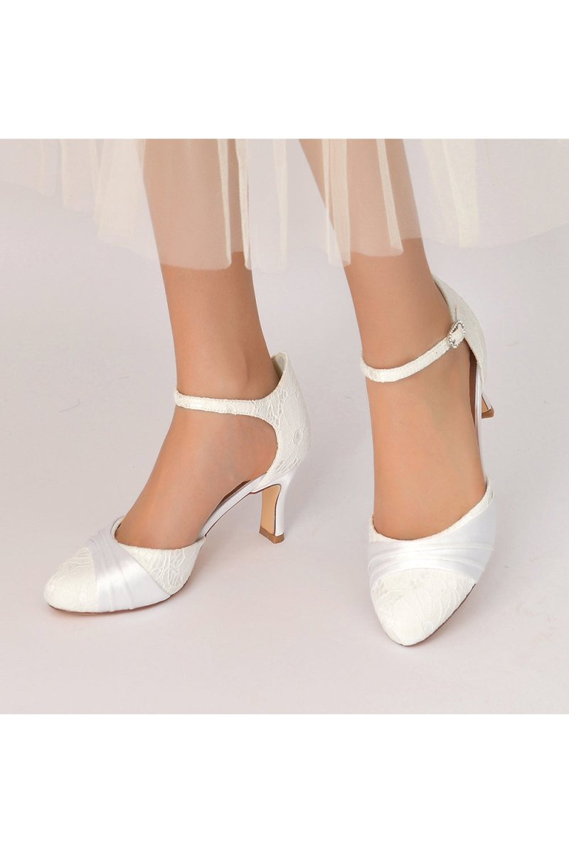 Lace Pointed Toe Satin Wedding Shoes