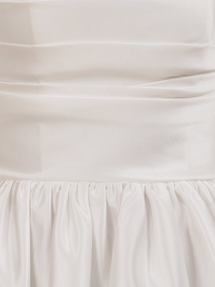 Ivory - A Line Satin Strapless Puffed Sleeves Short Homecoming Dresses
