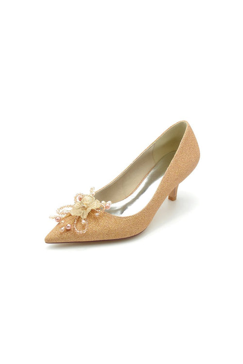 Flower Pointed Toe Wedding Stiletto Heels