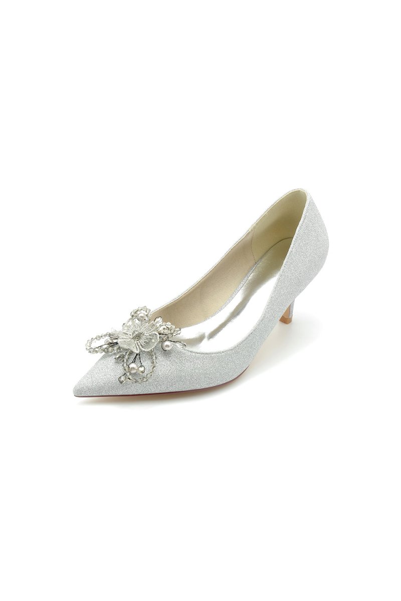 Flower Pointed Toe Wedding Stiletto Heels