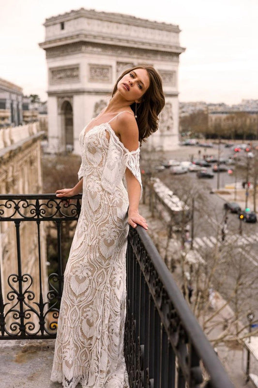 Gorgeous Bohemian Mermaid Ivory Lace Appliques Wedding Dresses